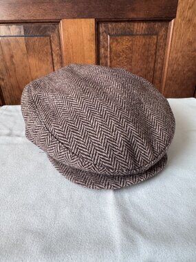 NWOT Brown Herringbone Jeff Cap w/Hidden Brim Snap X-Large (7 1/2 - 7 5/8)